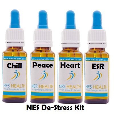 Nes De-Stress Kit will support your body and mind through stressful periods includes Chill, Heart, ESR and Peace Infoceuticals