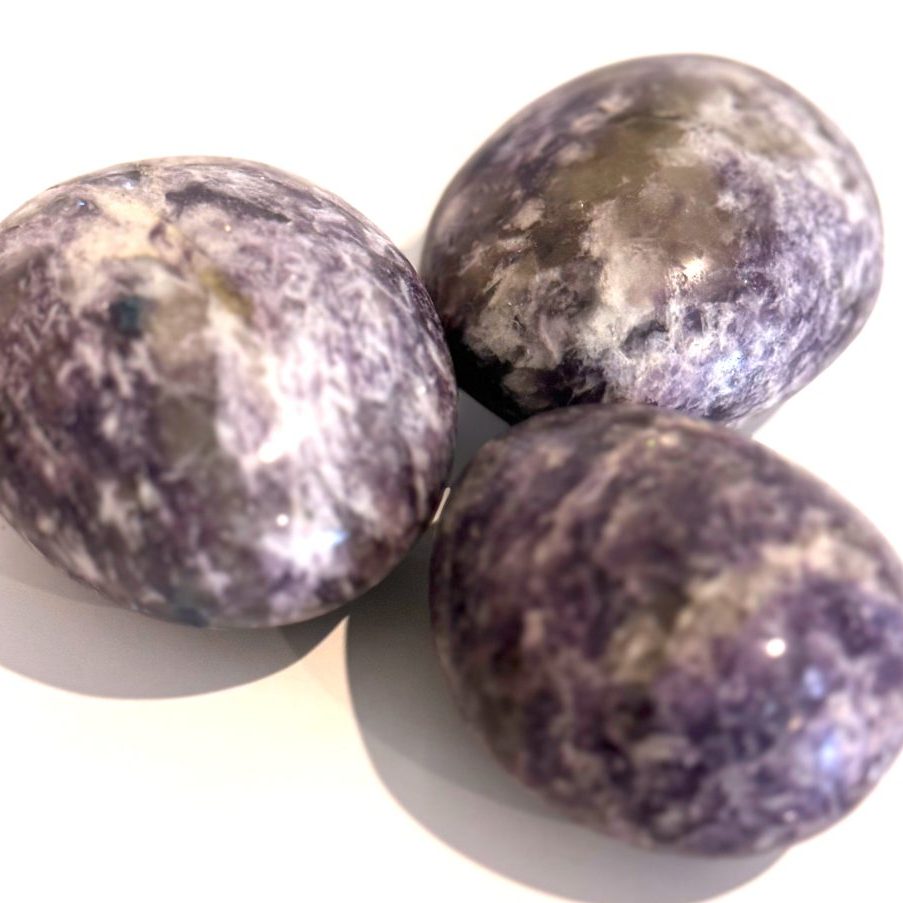 lepidolite palm stones
